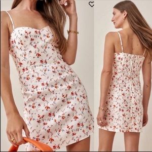 Reformation Roarke Linen Floral Dress in Gabrielle print